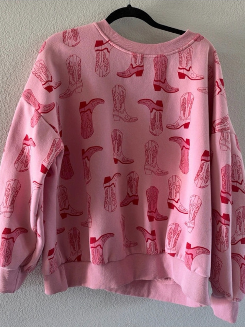 Katydid Pink Cowboy Boot Sweatshirt XL